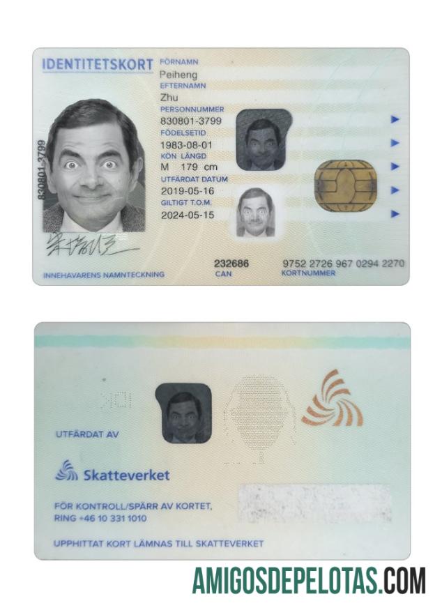 Cartão de identificação da Suécia 2019 presente amostra